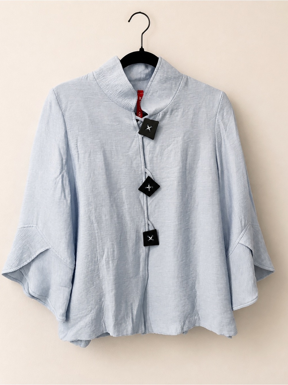 IC by Connie K Women’s Medium Light Blue Textured Swing Jacket Made in USA SizeM